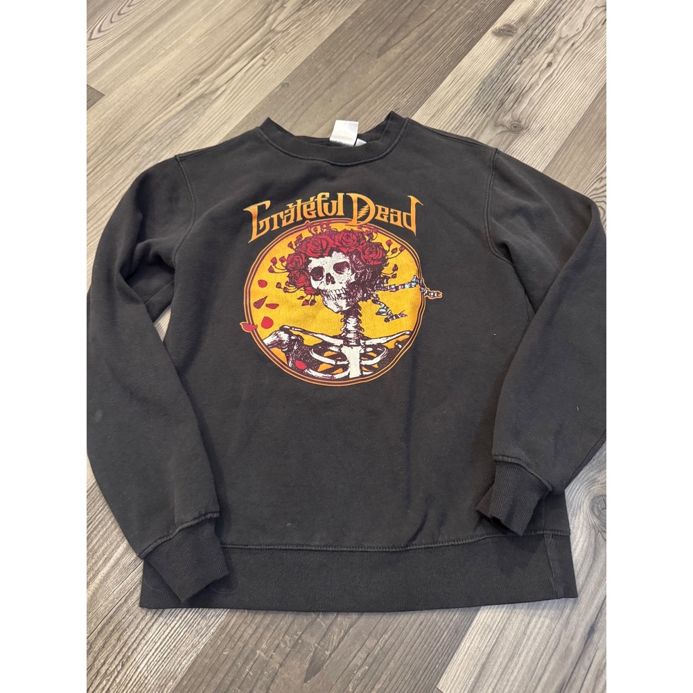 Grateful Dead vintage Bertha Skeleton Roses Graphic Sweatshirt Black Crewneck XS